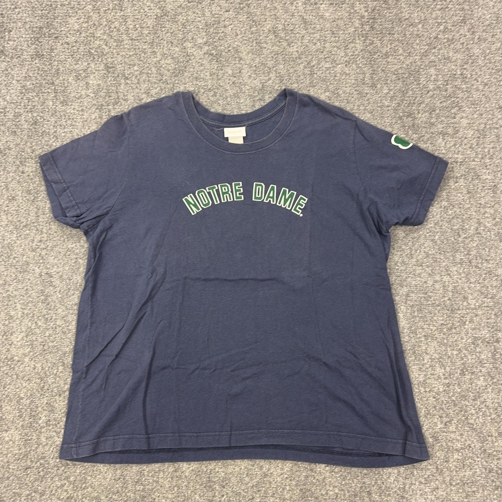 Notre Dame Fighting Irish Shirt Womens XL Blue NCAA Football JanSport Shamrock
